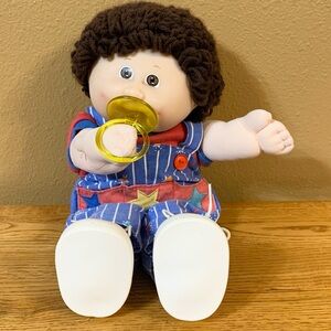 Vintage Cabbage Patch Kids Toddler Doll With Pacifier In Star Overalls
